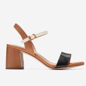 NEW Cole Haan JOSIE Sandals Block Heel Sz 10 B Pecan Ivory Black Leather $165